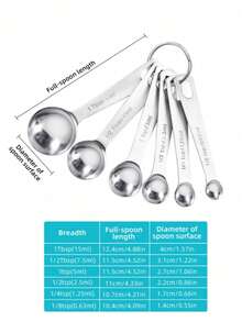 6pcs Stainless Steel Baking & Cooking Measuring Spoons Set, Metal Kitchen Measuring Tools For Dry And Wet Ingredients - - - View 5
