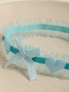 European And American Wedding Bridal Accessories, Lace Bow Sexy Elastic Garter Leg Strap - Baby Blue - View 9