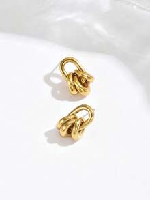 1 par de pendientes con colgante asimétrico redondo, con acabado metálico brillante, de moda para todas las ocasiones - pendiente - Ver 4