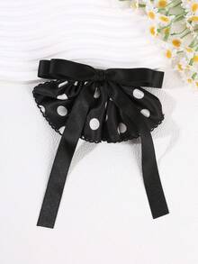 1pc French Polka Dot Bow Ribbon Hair Clip, Satin Hairpin For Updo Hairstyle - Multicolor - View 12