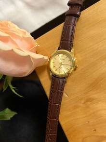 sottas New Arrival Women's Gold Minimalist Elegant Watch, Korean Fashion Casual Versatile Stainless Steel Band Luxury Quartz Waterproof Wristwatch - Gold - View 4