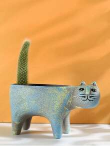 Cute Cat Planter, Retro Ceramic Desktop Succulent Planter, Creative Desktop Greenery Pot - New Model - View 10
