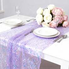 1 件装炫彩亮片桌旗，闪亮金属金色奢华桌布，美人鱼主题派对、圣诞节、迎婴派对、婚礼、生日派对 - 彩色 - 查看 2