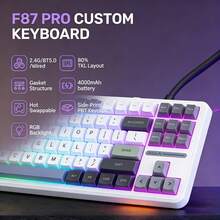 AULA F87 Pro朋克风三模机械键盘无线蓝牙2.4G静音全键热插拔侧印RGB背光长续航游戏办公键盘 - 查看 9