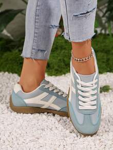 Hidkat Women's Summer Casual Flat Shoes, Lightweight Slip-On Outdoor Sports Shoes With Color Blocking, Comfortable And Non-Slip, Suitable For Spring And Autumn - 670 Light Blue - View 3