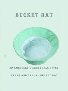 1pc Casual Sunwave Polyester Fiber (Polyester) Shell Jacquard Decor Bucket Hat, Geometric 3D Pattern, Suitable For Spring, Summer, Autumn And Winter - Sea Salt Mint Green - View 5