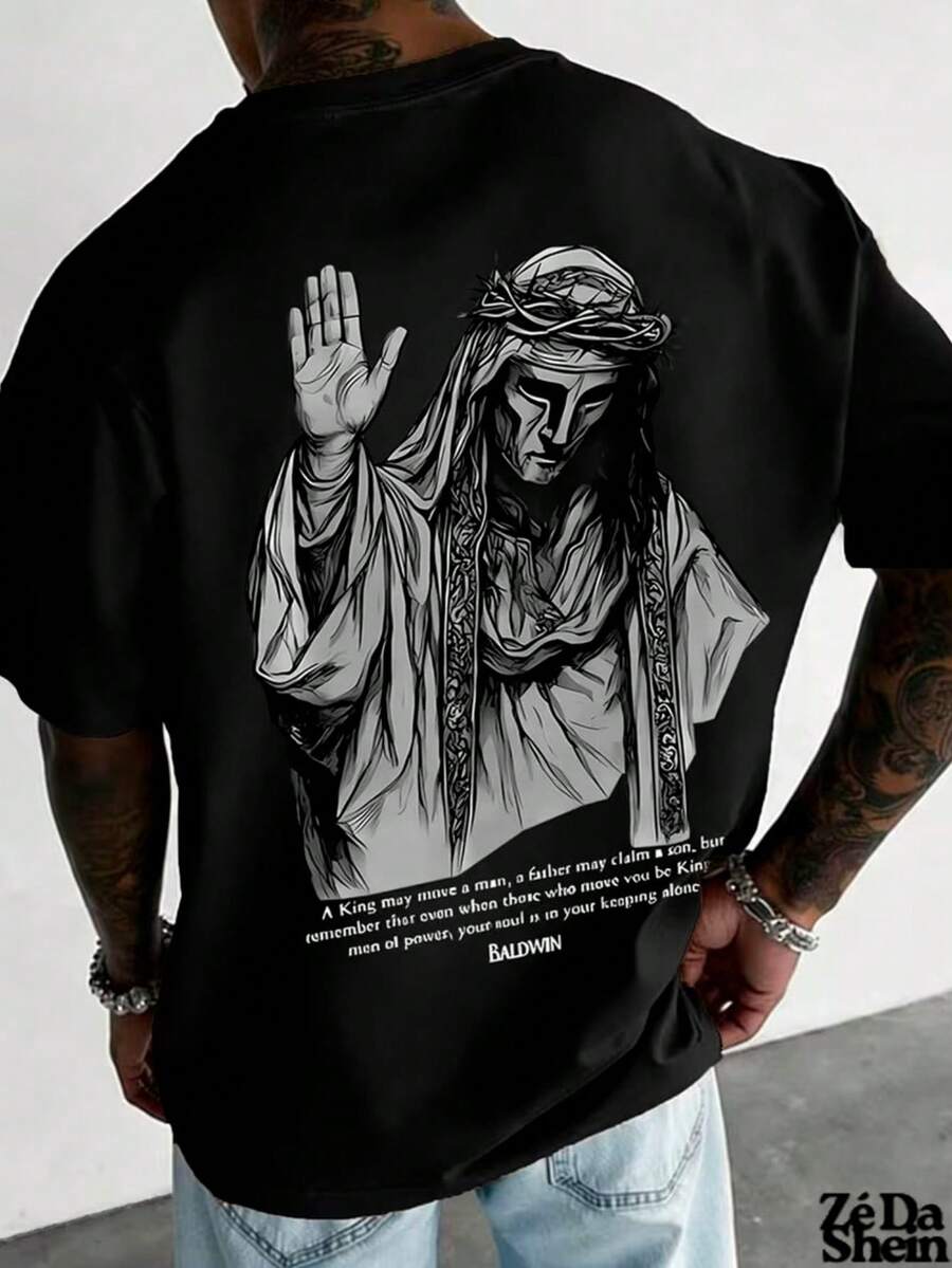 Jesus Christ Gospel Unisex T-Shirt 100% Cotton Premium Casual Release - 黑色 - 查看 1