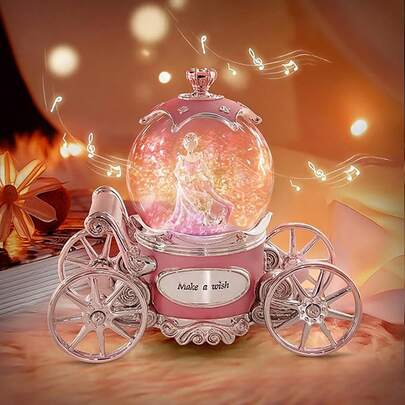 1pc Unicorn Music Snow Globe, Children Girls Rotating Carousel Music Box With 7 LED Lights, Suitable For Birthday, Valentine's Day