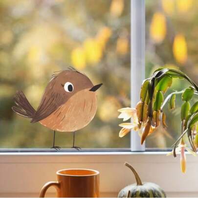 1/5 قطعة ملصقات حائط جذابة على شكل عصافير - ملصقات PVC قابلة للإزالة ومقاومة للماء، مناسبة للنوافذ والغرف المعيشية والنوم والسكن الجامعي والفصول الدراسية - شفافة للأشعة فوق البنفسجية