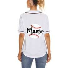Mowbeat - Camisetas de béisbol con estampado de letras para mamá mamá con botones regalo de cumpleaños deporte cuello en V playera para mujer - Blanco - Ver 4