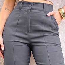 Luiz Twill Women's Skinny Dress Pants, High Waist - Xám - Xem 1