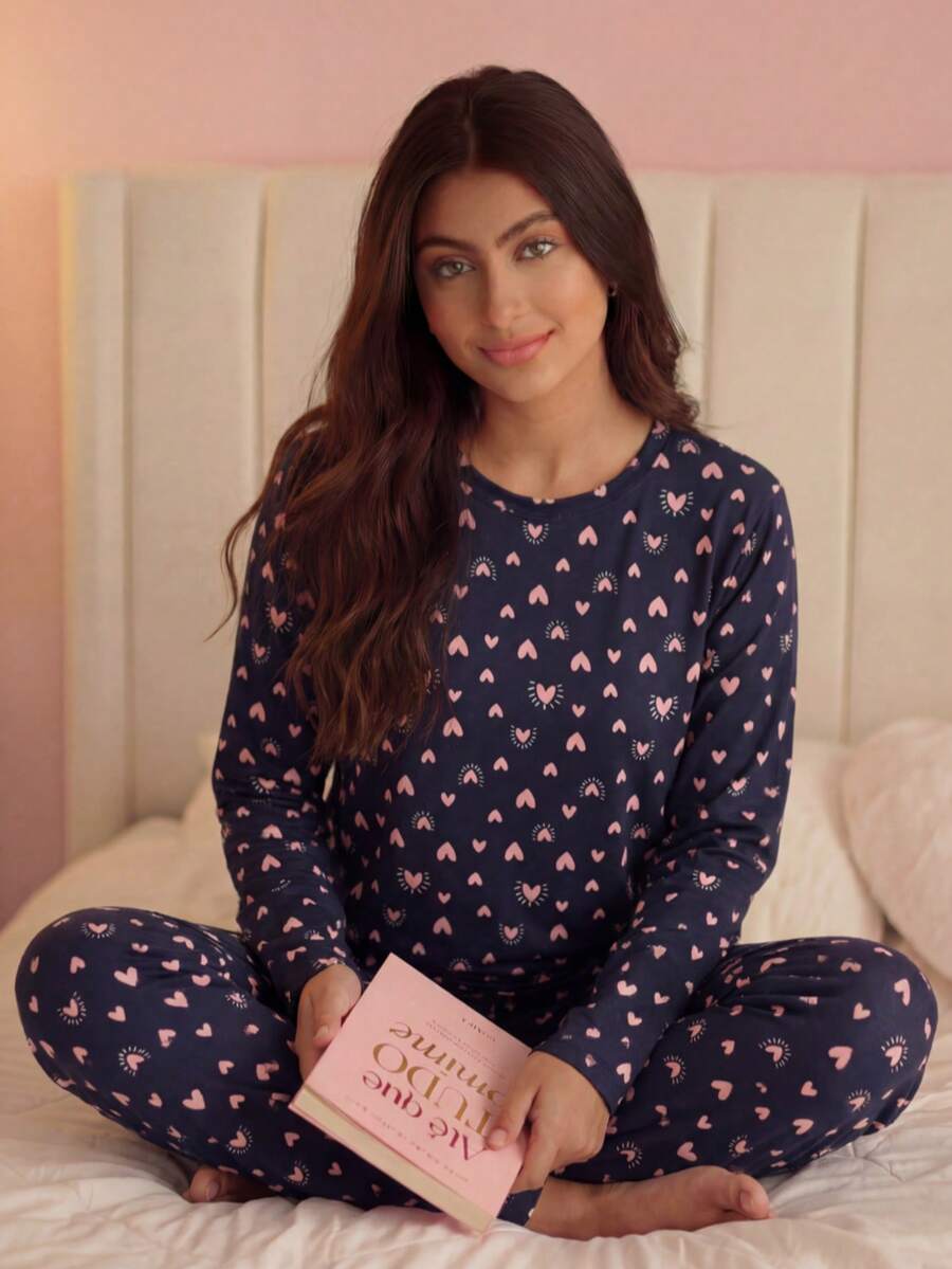 Women's Winter Pajama Set, Peach Skin - Màu xanh ngọc - Xem 1