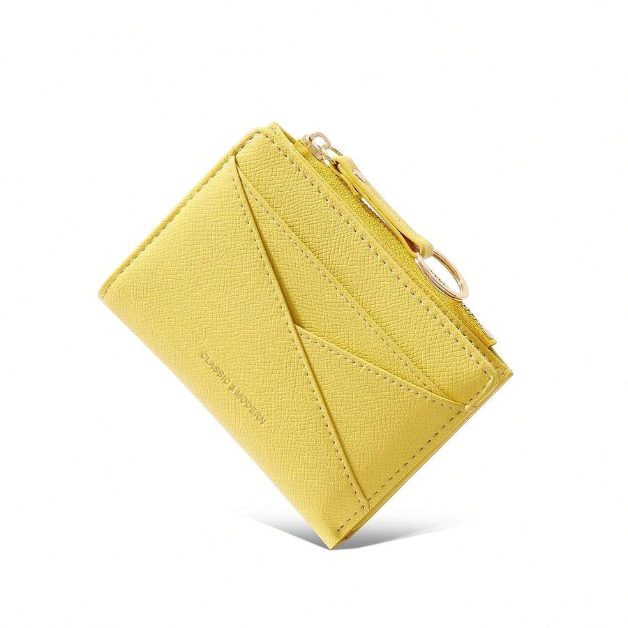 Nueva cartera de mujer con diseño asimétrico, múltiples ranuras para tarjetas, billetera plegable ultrafina y portátil con cremallera para monedas