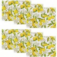 1pc/4pcs/6pcs Vintage Lemon Pattern Linen Placemats, Suitable For Dining Table, All Season Decor, Modern Washable Table Mats, Room Decor, Coasters, Kitchen Dining Placemats, Party Decor, Home Decor, Ideal Gift - Multicolor - View 21