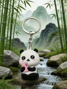 3pcs Cute Panda Cartoon Keychain, Suitable As Holiday Gift For Family And Friends, Fits Daily Outfit Decoration - Multicolor - View 3