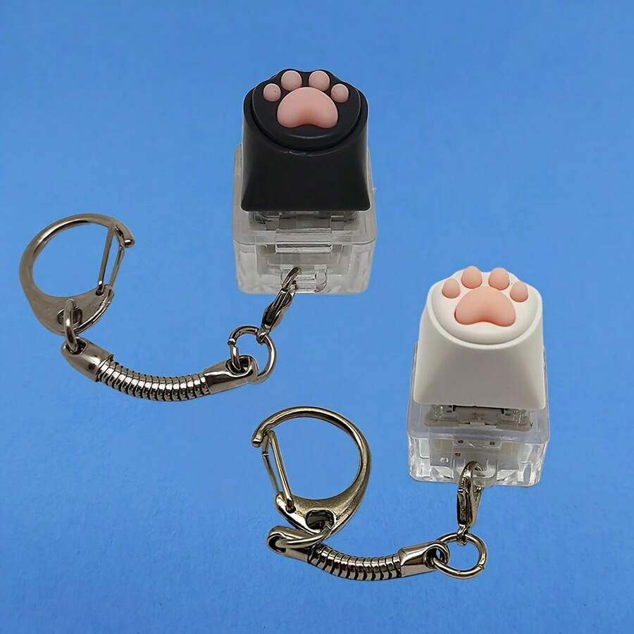 1pc Stress Relief Keychain, Keyboard Key Design, Fidget Toy For Adults, Finger Press Keyring, Calming Tool, Focus & Relaxation - Multicolor - View 1