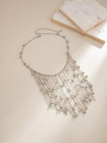 1件波西米亚风水钻镶嵌金属串珠流苏项链，优雅奢华，适合派对、日常休闲佩戴、情侣约会、女士节日生日等场合，百搭珠宝礼品。 - 項鍊 - 查看 6