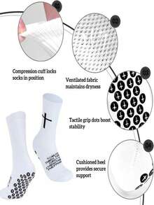 1/3/6 Pairs Men's Sports Mid-Calf Socks With Cross Pattern Anti-Slip Durable Sole - Multicolor - View 5