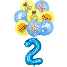 9pcs Hamburger, Jellyfish, Seaweed Shaped Number Balloons Set, Birthday Party Decoration, Wall Backdrop - Set - View 8