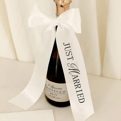 1pc Satin Ribbon For Wedding Decoration, Suitable For Champagne Bottle Decor, Wedding Celebration Party Decor, Gift Suggestion