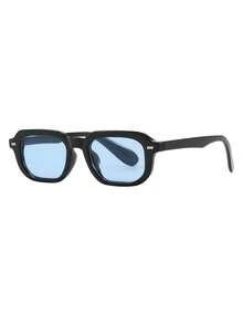 1 Pair Men's Black Square PC Frame Minimalist Solid Color Personalized Vintage Street Style Fashion Glasses - Black - View 2