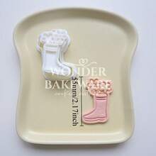 Khuôn cắt bánh quy hình ủng đi mưa, khuôn dập nổi fondant hình nhà hoa, khuôn làm bánh quy, bộ sưu tập thời tiết mùa xuân, dụng cụ trang trí bánh sinh nhật. - trắng - Xem 10