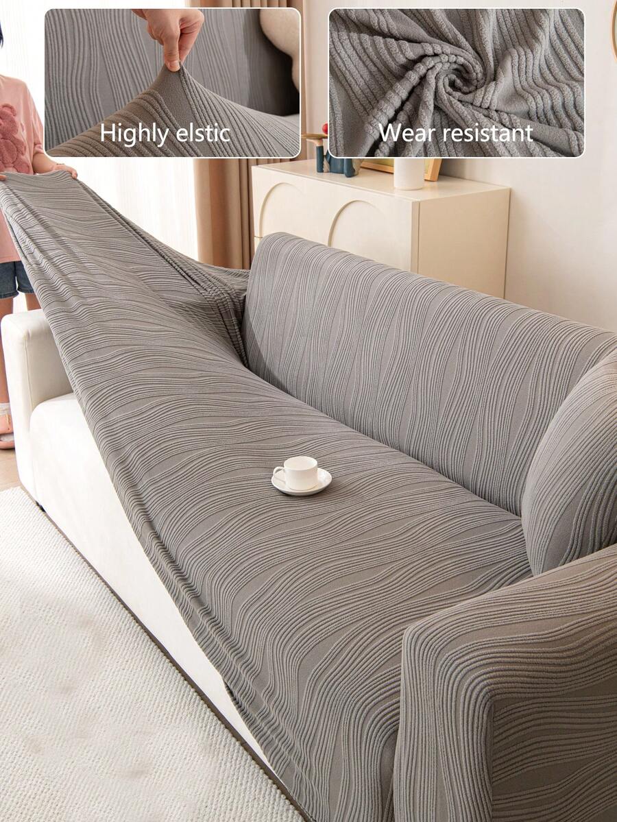 1 pièce Housse de canapé extensible toutes saisons, housse de coussin de canapé antidérapante en tissu avec barres en mousse, lavable en machine, housse de canapé anti-poussière pour chambre à coucher, bureau, salon, canapé en L et 2/3/4 places