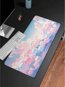 Desk Mat, Kawaii Anime Cats Pink Blue Clouds, Mouse Pad, Office Desk Accessory, Cute Desk Decor, Desk Organizer, Gaming Desk Mat - 長方形 - 查看 9