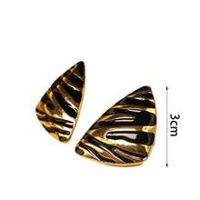 JOJELOO Black & Gold Zebra Stripe Retro Earrings, Fashionable Versatile Metal Drop Oil Earrings, Silver Needle High-End Triangle Earrings - Multicolor - View 2