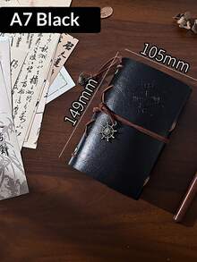 6 Colors Available A5/A6/A7 Kraft Paper Loose-Leaf Notebook With Metal Binder Rings, Refillable Inner Pages, Minimalist Journal For Students And Office Use - A7 - View 8