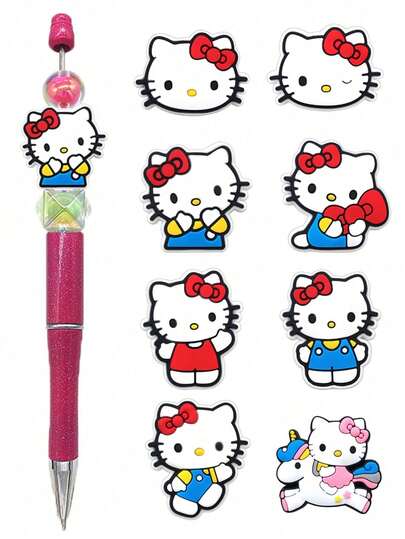 SANRIO خرز سيليكون ثلاثي الأبعاد للزينة، خرز سيليكون بشكل أقلام رصاص جميلة لصنع أساور وقلائد DIY