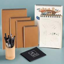 Cuaderno de espiral vintage de papel kraft en tamaños A4/A5/A6, libreta de bocetos de acuarela, libro de creación de arte libre de ácido, bloc de dibujo de bellas artes, regalo para artistas, estudiantes y adultos - Multicolor - Ver 3