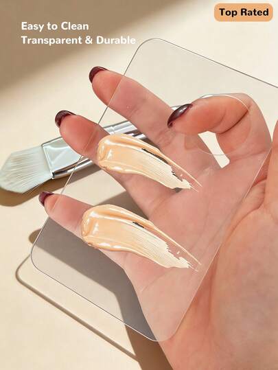 1pc Transparent Rectangular Acrylic Multi-Functional Makeup Palette, Foundation Palette, Cosmetic Palette, Suitable For Adjusting Various Liquid And Cream Cosmetics, For Daily Makeup Adjustment And Special Occasion Makeup Creation, Multi-Functional Makeup Tool, Makeup Color Mixing Palette, Makeup And Nail Art Tool, Eyeshadow, Eyelash Makeup, Professional Pigment Mixing, Recommended For Professional Makeup Artists,Cheap,Stocking Stuffers,Makeup,Makeup Tools,Cheap Stuff,Gifts,Gifts For Women,Christmas Gifts,Giveaways,Travel,Cheap Stuff,Travel Essential