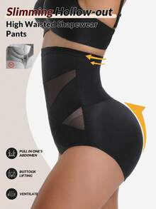 1pc High Waist Shaping Panties, Women Tummy Control Shapewear Waist Cincher Bodysuit Shorts - Black - View 3