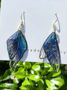 1 Đôi bông tai hình cánh bướm bằng nhựa tối giản thời trang, trang sức hình cánh bướm thủ công, bông tai vàng cỡ lớn, quà tặng sinh nhật và ngày Valentine. - A - Xem 2