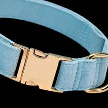 1pc Pet Dog Collar, New Velvet Metal Buckle Collar Leash, Adjustable Neck Strap - Multicolor - View 2