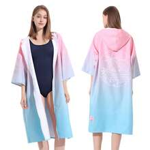 Pahajim Changing Robe With Hood Poncho Towel Adult Quick Dry Microfibre Dry Robe With Zip Oversized For Swim, Surf, Swimming, Beach - Pink - View 1