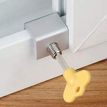 Aluminum Sliding Window Safety Lock | Adjustable Stopper With Key | Suitable For Vertical/Horizontal Sliding Windows & Doors | No Tools Required Double-Hole Reinforcement | Balcony Bedroom Anti-Theft Protection - A - View 7