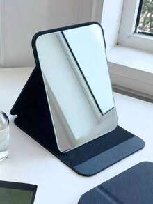 1pc Simple Bathroom And Bedroom Makeup Mirror, Back To School Dormitory Mirror Portable Desktop Vanity Mirror, Office Desk Stand Mirror, Handheld Cosmetic Mirror, Adjustable Tabletop Mirror, Student Dormitory Dressing Table Mirror, Home Decoration, Room D Home Bathroom Decor Summer Makeup Organizer Bathroom Accessories - Black - View 7