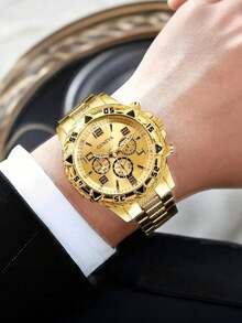Set 5 Jam Tangan Quartz Pria, Gaya Minimalis, Casing Paduan Bulat, Tali Paduan untuk Bisnis, Set Hadiah Elegan - MultiWarna - View 6