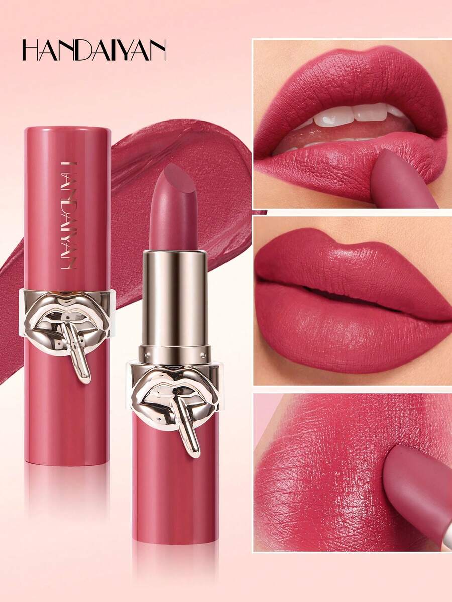 HANDAIYAN Velvet Cream Matte Lipstick, Nourishing Velvet Makeup Effect, Natural Long-Lasting Waterproof, Suitable For Halloween, Christmas Makeup, Parties, Vacations, Camping Trips, Daily Makeup, Holiday Gifts, Autumn/Winter Dorm Essential, Makeup Product, Face Painting, Cosmetics, Suitable For Women, Suitable For Birthday, Valentine's Day Gifts, Carnival Party Occasions, Best Color Choice For Y2K Fancy Fashion - 彩色 - 查看 1