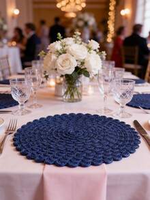 1/2/4件套，天然编织餐垫，波西米亚风格，适用于厨房、餐桌、室内/室外，可水洗，耐热，易于擦拭，适合露营、度假、婚礼、派对等场合。 - 藍色 - 查看 2