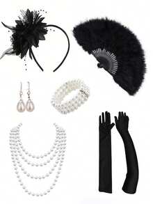 7pcs 1920s Accessories Set, Flapper Style Women's Accessories, 1920s Costume, Roaring 20s Themed Accessories Set, Suitable For Parties, Role Play, Galas And Art Deco Events - Multicolor - View 21