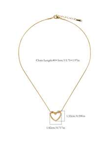 1件时尚简约不锈钢几何心形吊坠项链，低过敏性，适合叠戴，适合女性日常、约会、度假装扮和节日礼物 - 愛心 - 查看 4