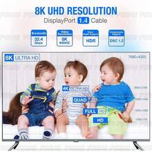 FYRVW 8K DisplayPort 1.4 线缆，240Hz 8K DP 线缆，165Hz DisplayPort 线缆，适用于 8K DisplayPort 视频、PC、笔记本电脑、电视、DP 延长线 - 查看 8