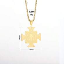 男士圣本笃个性化钛钢吊坠项链（1件） - 金色 - 查看 5