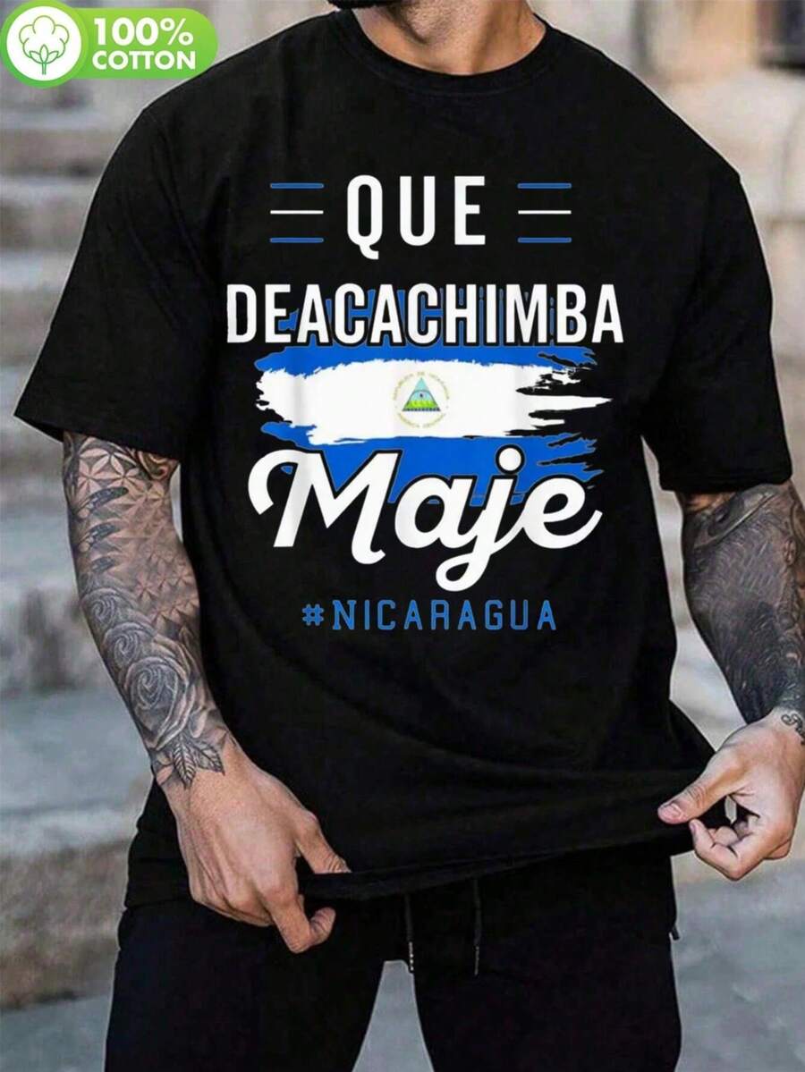 Camiseta de Hombre con Bandera de y Frase en Español "Que Decachimba Soy" - Diseño Cultural , Camiseta Vintage de Corte Holgado y Suave, Camisa Casual de Manga Corta para Vestimenta de Herencia , Regalo para Amigos y Familiares - Comodidad para Todas las Temporadas - Negro - Ver 1