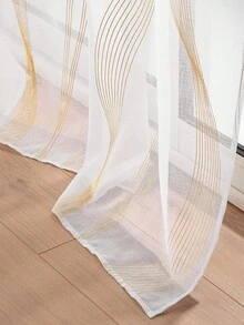 2 tấm rèm cửa hiện đại, chất liệu polyester, họa tiết gió nhẹ, màu bạc ánh kim, kiểu dáng thanh lịch, có khoen treo, có thể giặt máy, dùng trang trí phòng khách, phù hợp mọi mùa, không dây kéo, dệt, trọng lượng 120-140g - Rèm cửa phong cách sang trọng - Vàng - Xem 3