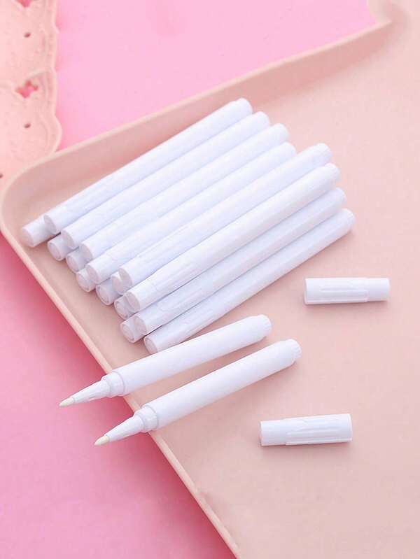 8pcs White Liquid Chalk Markers - Dustless, Erasable, Medium Tip Design, Suitable For Classroom, Teachers, Whiteboards; Chalkboard Pens, Learning Supplies, Stylish Design, Back To School Essentials