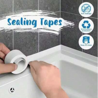 1 Cuộn Băng Keo Tự Dính PVC Màu Trắng Chống Thấm Nước - Lý tưởng cho Phòng Tắm, Bồn Rửa và Nhà Bếp - Siêu Dính! Trang Trí Phòng Tắm, Mùa Thu, Mùa tựu Trường